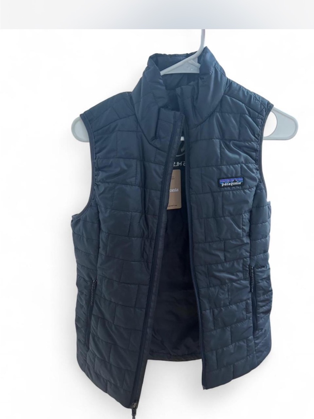 Patagonia Navy Quilted Puffer Vest with Logo